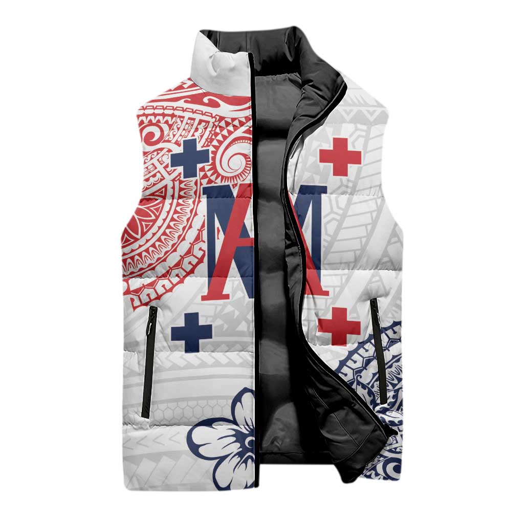 Kingdom of Uvea 1842-1860 Personalized Sleeveless Puffer Jacket Wallis and Futuna Polynesian Tribal Pattern - Polynesian Pride