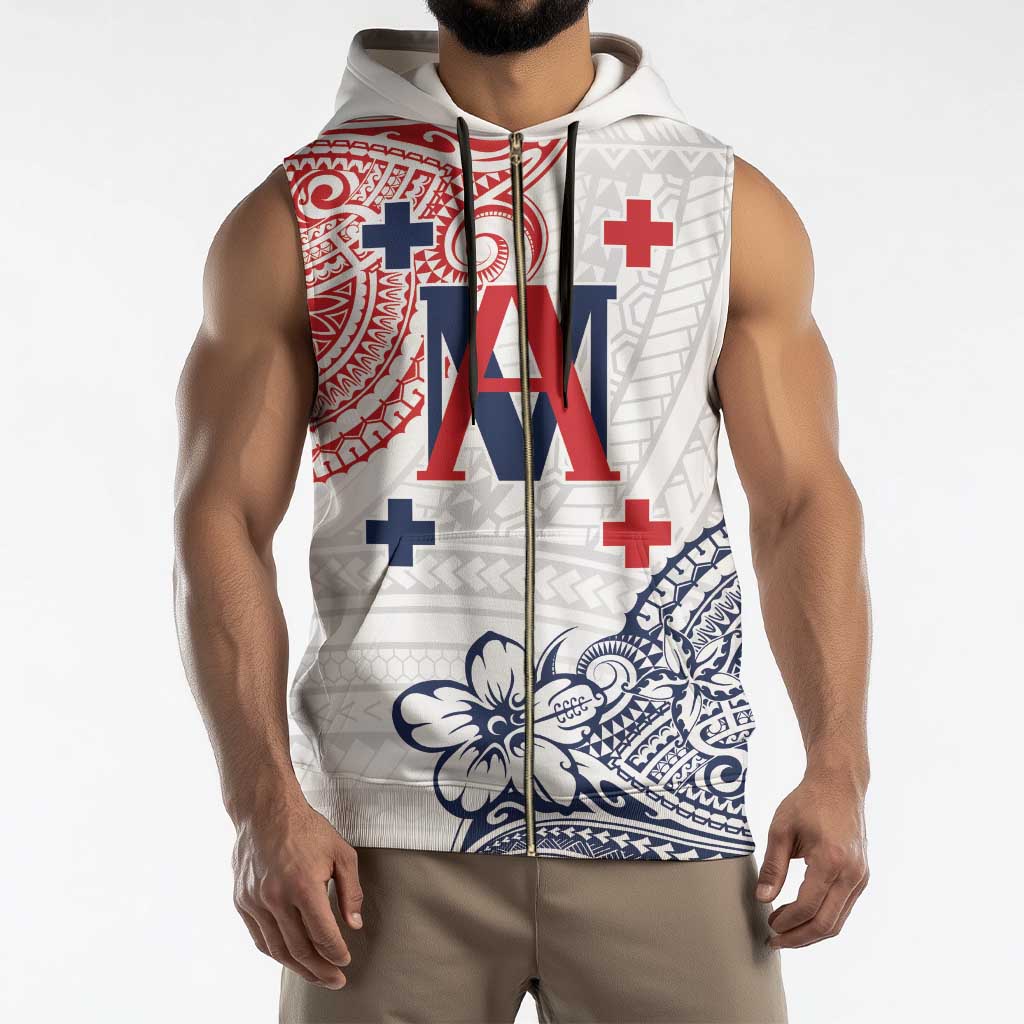 Kingdom of Uvea 1842-1860 Personalized Sleeveless Zip Hoodie Wallis and Futuna Polynesian Tribal Pattern - Polynesian Pride