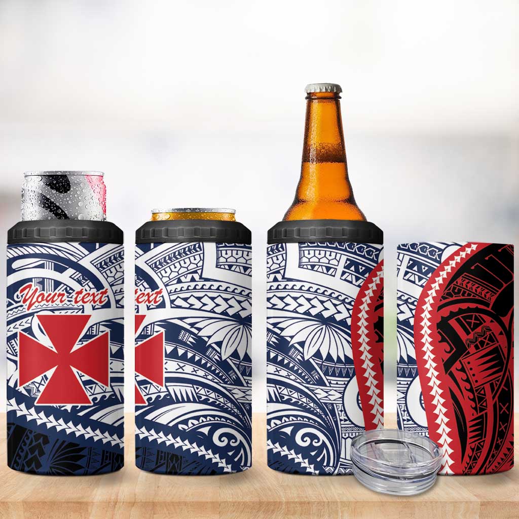 Kingdom of Uvea 1860-1886 Personalized 4 in 1 Can Cooler Tumbler Wallis and Futuna Polynesian Tribal Pattern