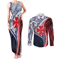 Kingdom of Uvea 1860-1886 Personalized Couples Matching Tank Maxi Dress and Long Sleeve Button Shirt Wallis and Futuna Polynesian Tribal Pattern