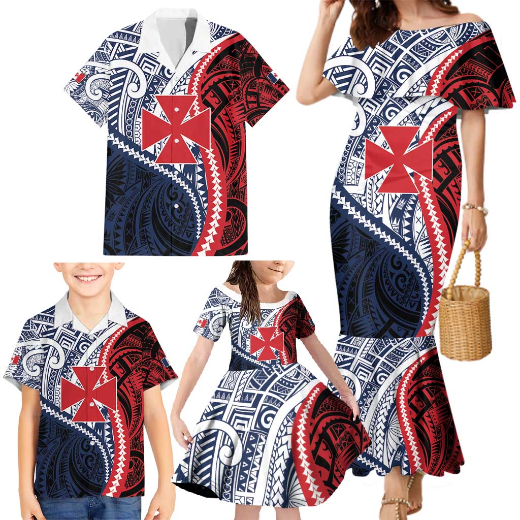 Kingdom of Uvea 1860-1886 Personalized Family Matching Mermaid Dress and Hawaiian Shirt Wallis and Futuna Polynesian Tribal Pattern