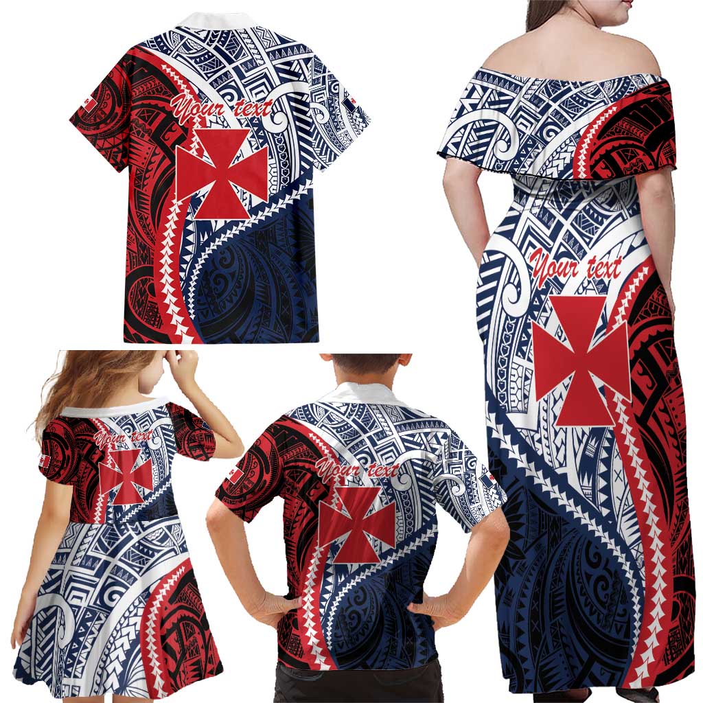 Kingdom of Uvea 1860-1886 Personalized Family Matching Off Shoulder Maxi Dress and Hawaiian Shirt Wallis and Futuna Polynesian Tribal Pattern