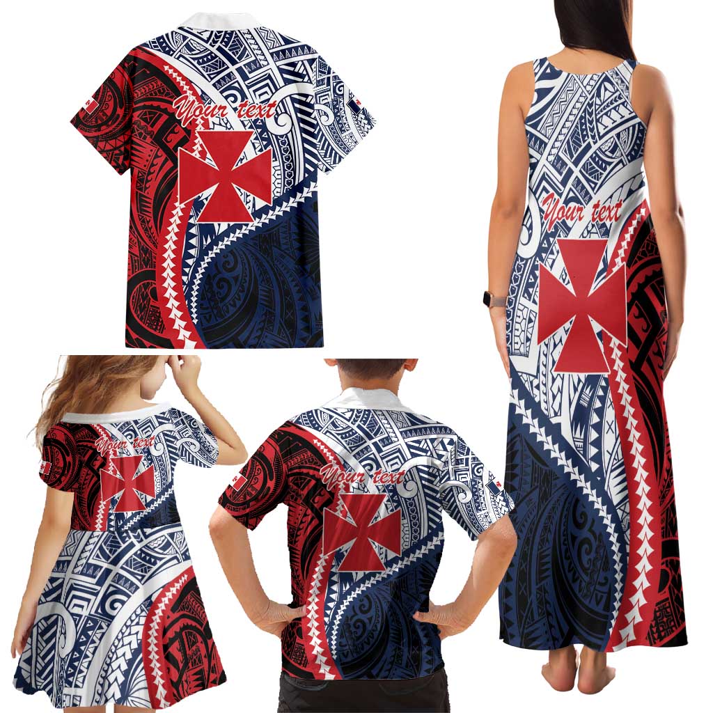 Kingdom of Uvea 1860-1886 Personalized Family Matching Tank Maxi Dress and Hawaiian Shirt Wallis and Futuna Polynesian Tribal Pattern