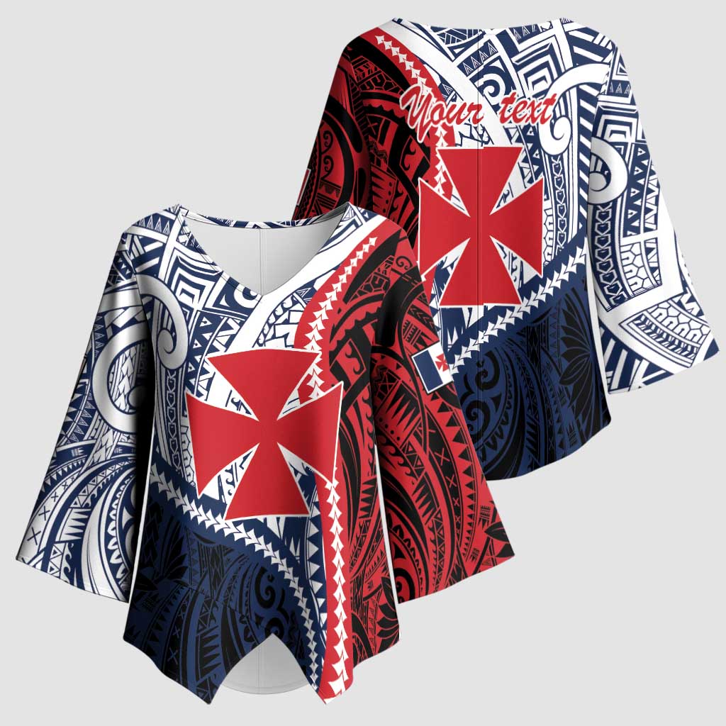 Kingdom of Uvea 1860-1886 Personalized Kimono Sleeve Blouse Wallis and Futuna Polynesian Tribal Pattern - Polynesian Pride