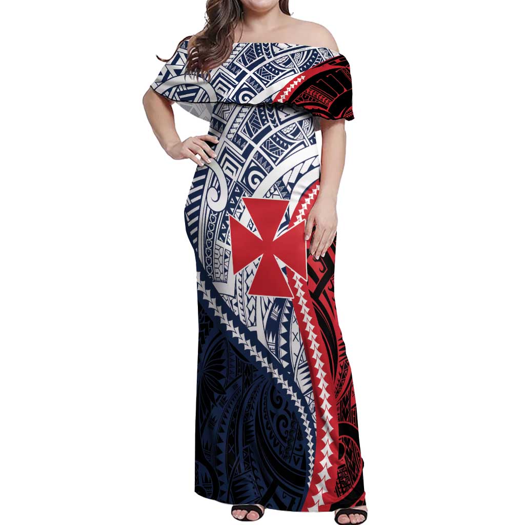 Kingdom of Uvea 1860-1886 Personalized Off Shoulder Maxi Dress Wallis and Futuna Polynesian Tribal Pattern