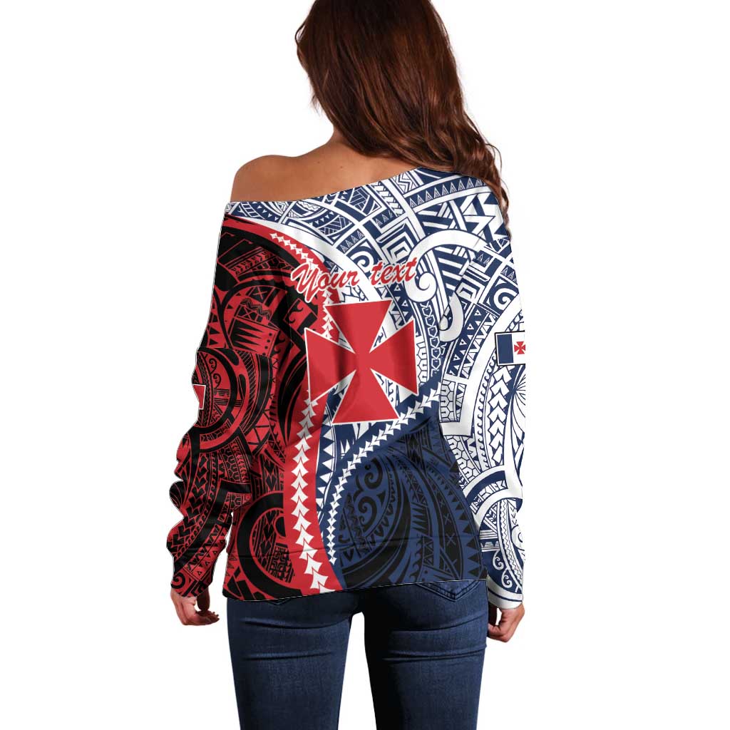 Kingdom of Uvea 1860-1886 Personalized Off Shoulder Sweater Wallis and Futuna Polynesian Tribal Pattern