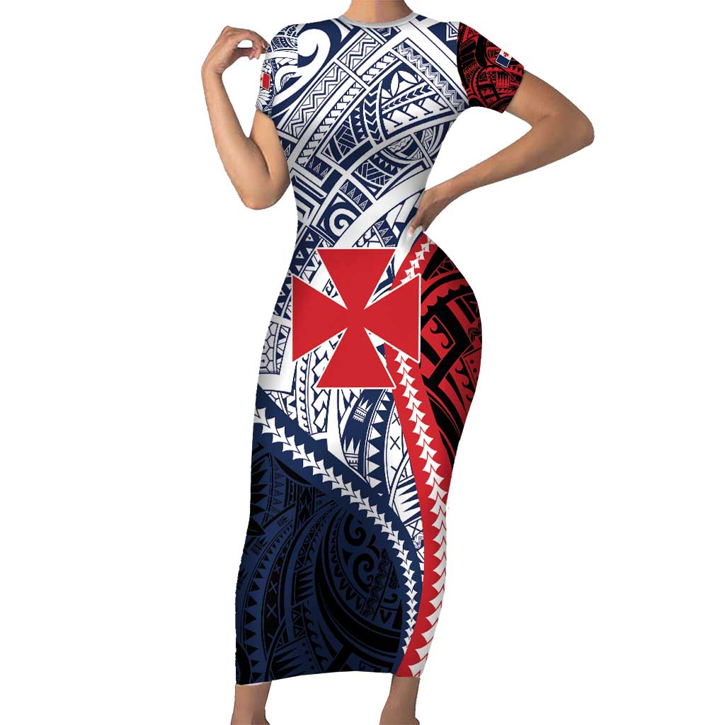 Kingdom of Uvea 1860-1886 Personalized Short Sleeve Bodycon Dress Wallis and Futuna Polynesian Tribal Pattern