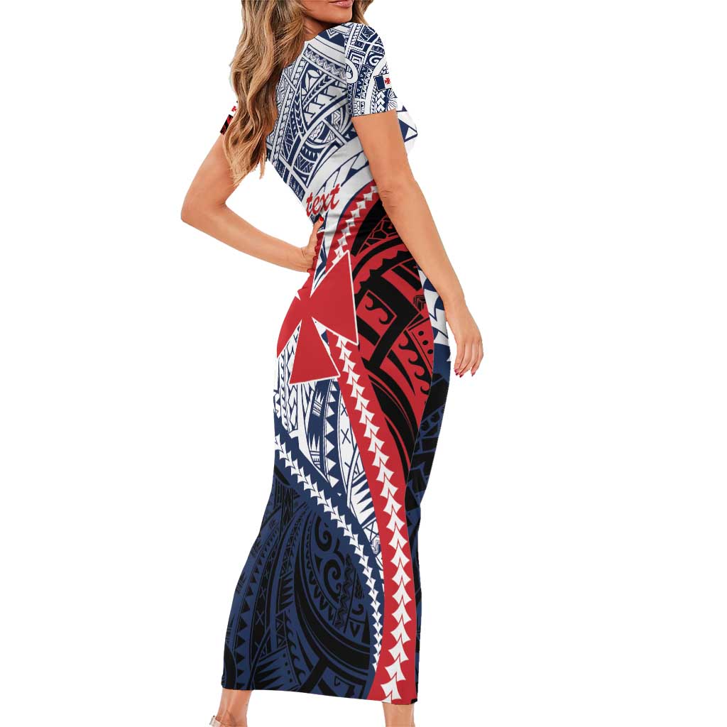 Kingdom of Uvea 1860-1886 Personalized Short Sleeve Bodycon Dress Wallis and Futuna Polynesian Tribal Pattern