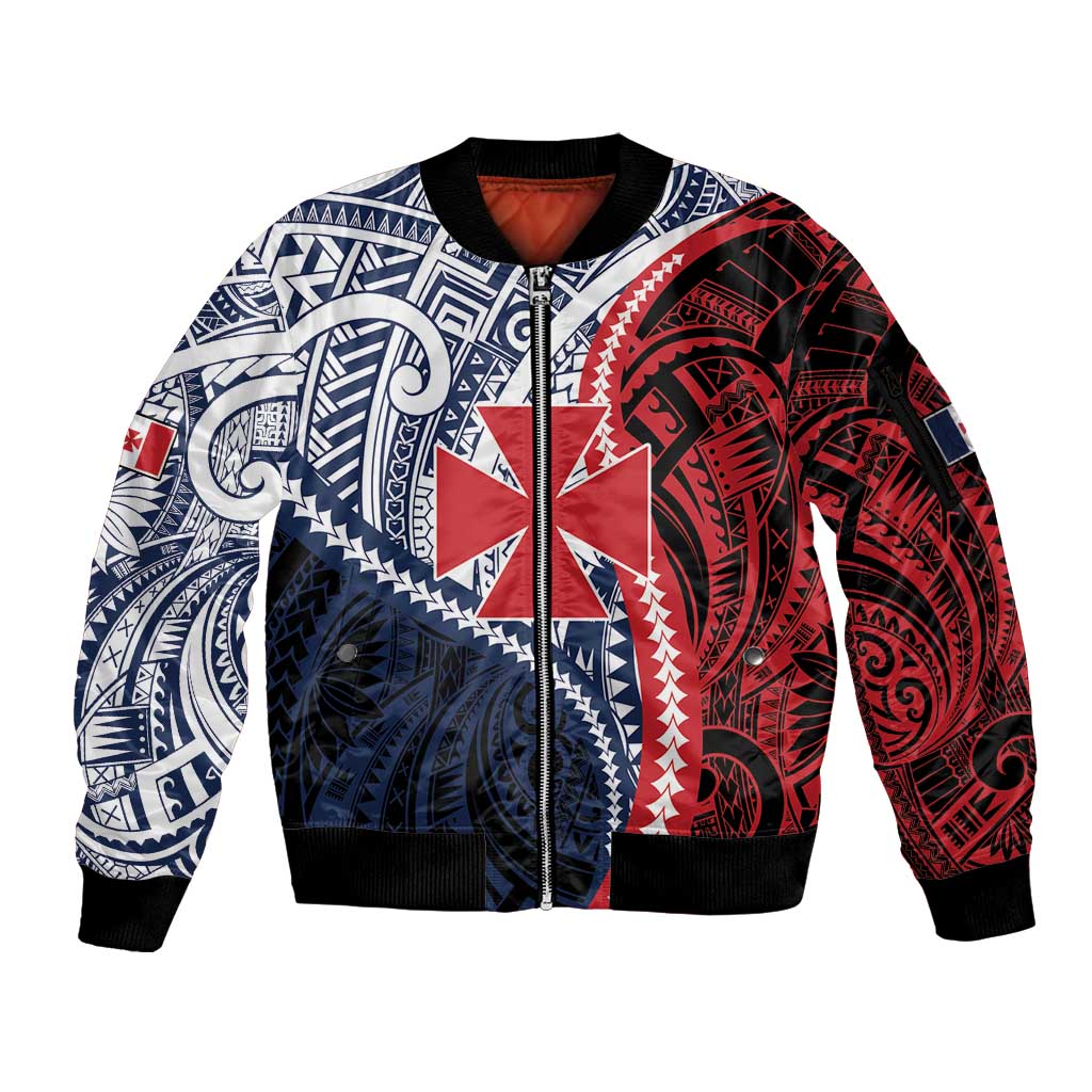 Kingdom of Uvea 1860-1886 Personalized Sleeve Zip Bomber Jacket Wallis and Futuna Polynesian Tribal Pattern