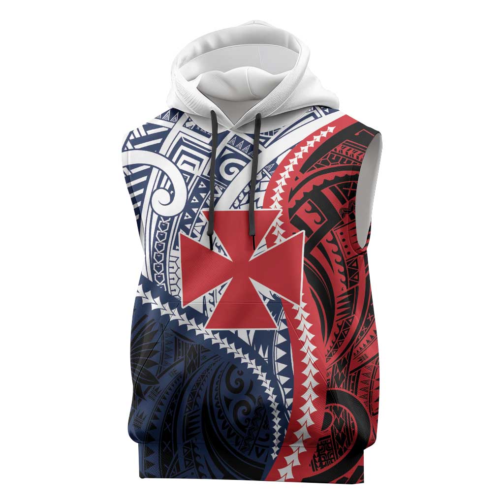 Kingdom of Uvea 1860-1886 Personalized Sleeveless Hoodie Wallis and Futuna Polynesian Tribal Pattern - Polynesian Pride