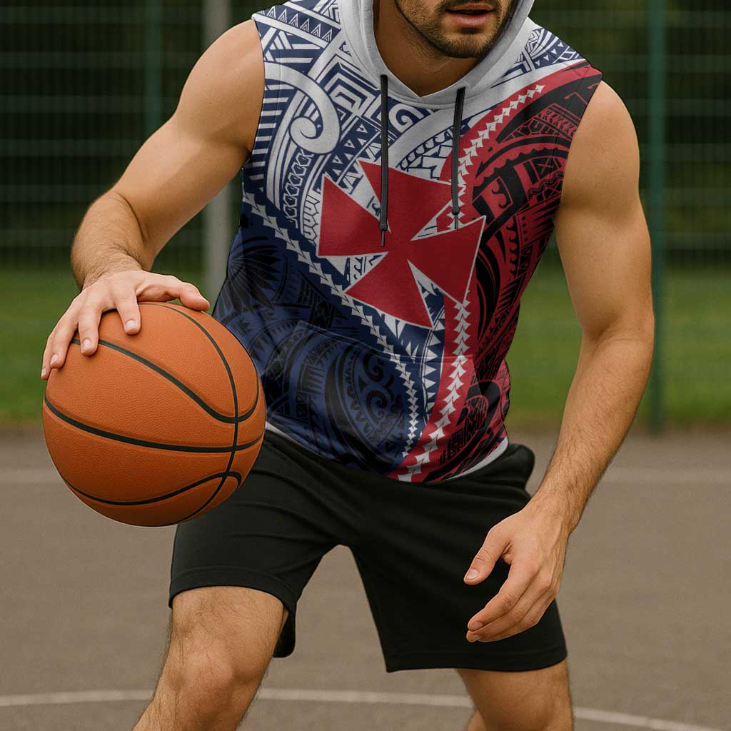 Kingdom of Uvea 1860-1886 Personalized Sleeveless Hoodie Wallis and Futuna Polynesian Tribal Pattern - Polynesian Pride