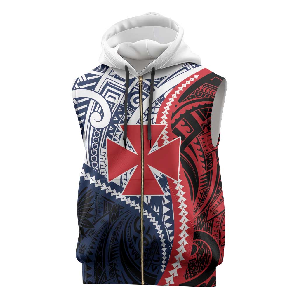Kingdom of Uvea 1860-1886 Personalized Sleeveless Zip Hoodie Wallis and Futuna Polynesian Tribal Pattern - Polynesian Pride