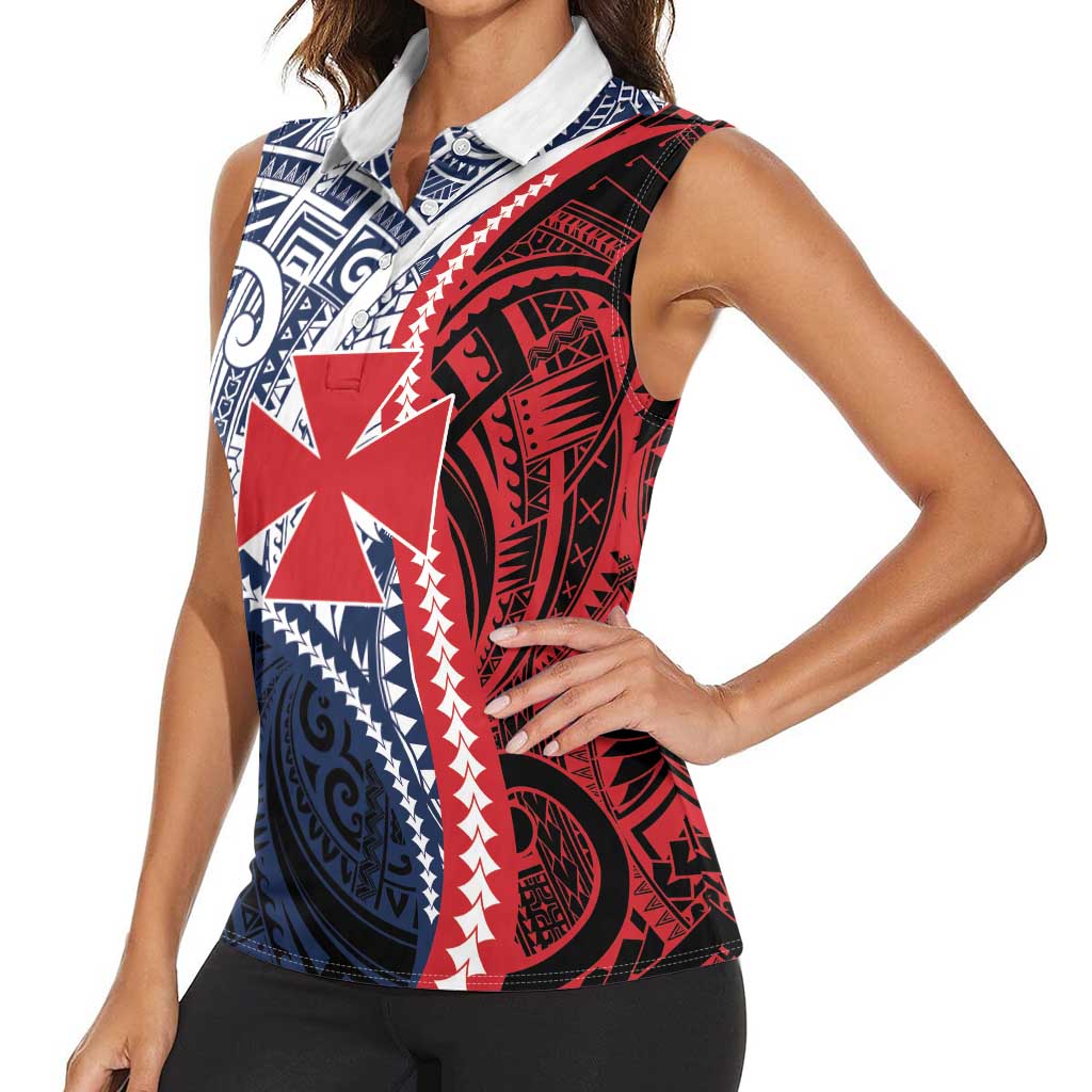 Kingdom of Uvea 1860-1886 Personalized Women Sleeveless Polo Shirt Wallis and Futuna Polynesian Tribal Pattern
