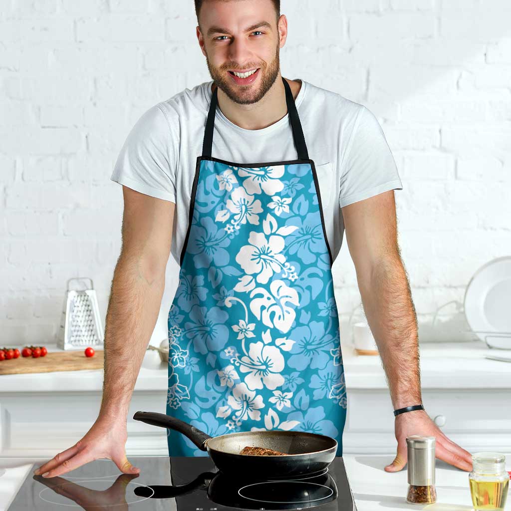 Hawaiian Lei Day Apron Blue Hibiscus Flowers Lei Art - Polynesian Pride