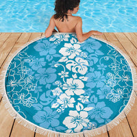 Hawaiian Lei Day Beach Blanket Blue Hibiscus Flowers Lei Art