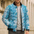Hawaiian Lei Day Bomber Puffer Jacket Blue Hibiscus Flowers Lei Art - Polynesian Pride