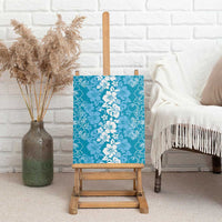Hawaiian Lei Day Canvas Wall Art Blue Hibiscus Flowers Lei Art