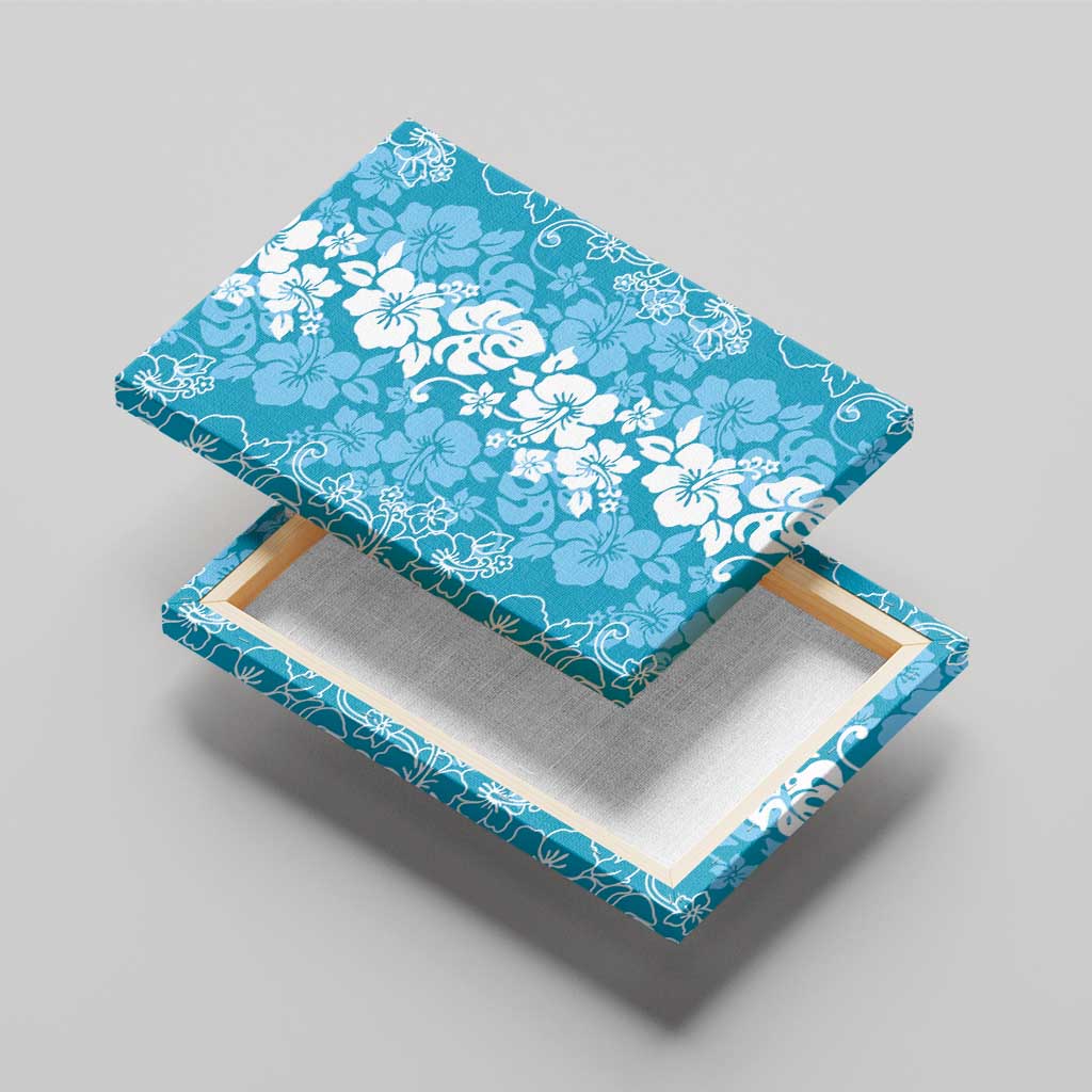 Hawaiian Lei Day Canvas Wall Art Blue Hibiscus Flowers Lei Art