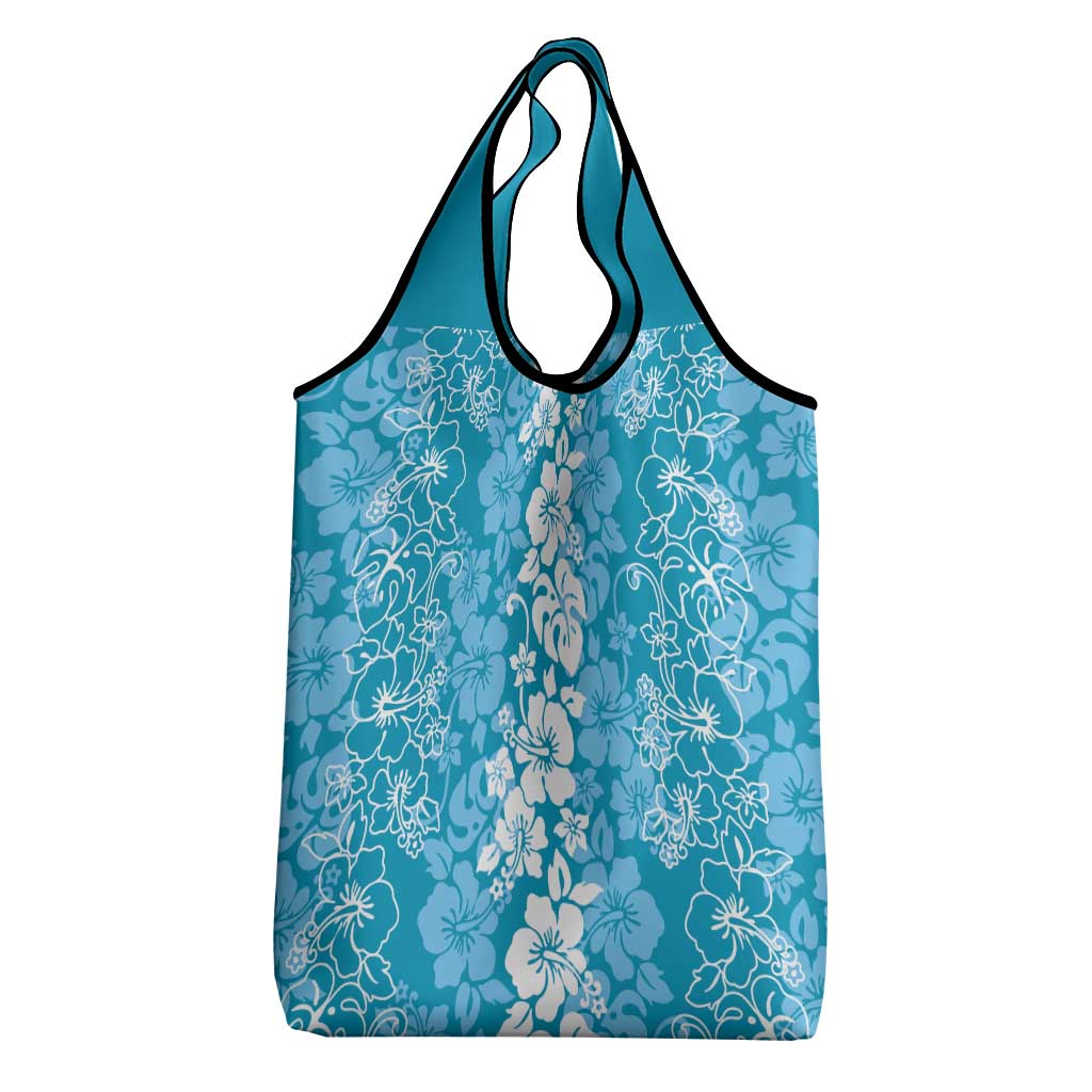 Hawaiian Lei Day Grocery Bag Blue Hibiscus Flowers Lei Art LT9 - Polynesian Pride