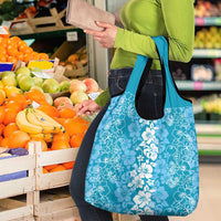 Hawaiian Lei Day Grocery Bag Blue Hibiscus Flowers Lei Art LT9 - Polynesian Pride