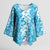 Hawaiian Lei Day Kimono Sleeve Blouse Blue Hibiscus Flowers Lei Art - Polynesian Pride