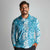 Hawaiian Lei Day Long Sleeve Polo Shirt Blue Hibiscus Flowers Lei Art