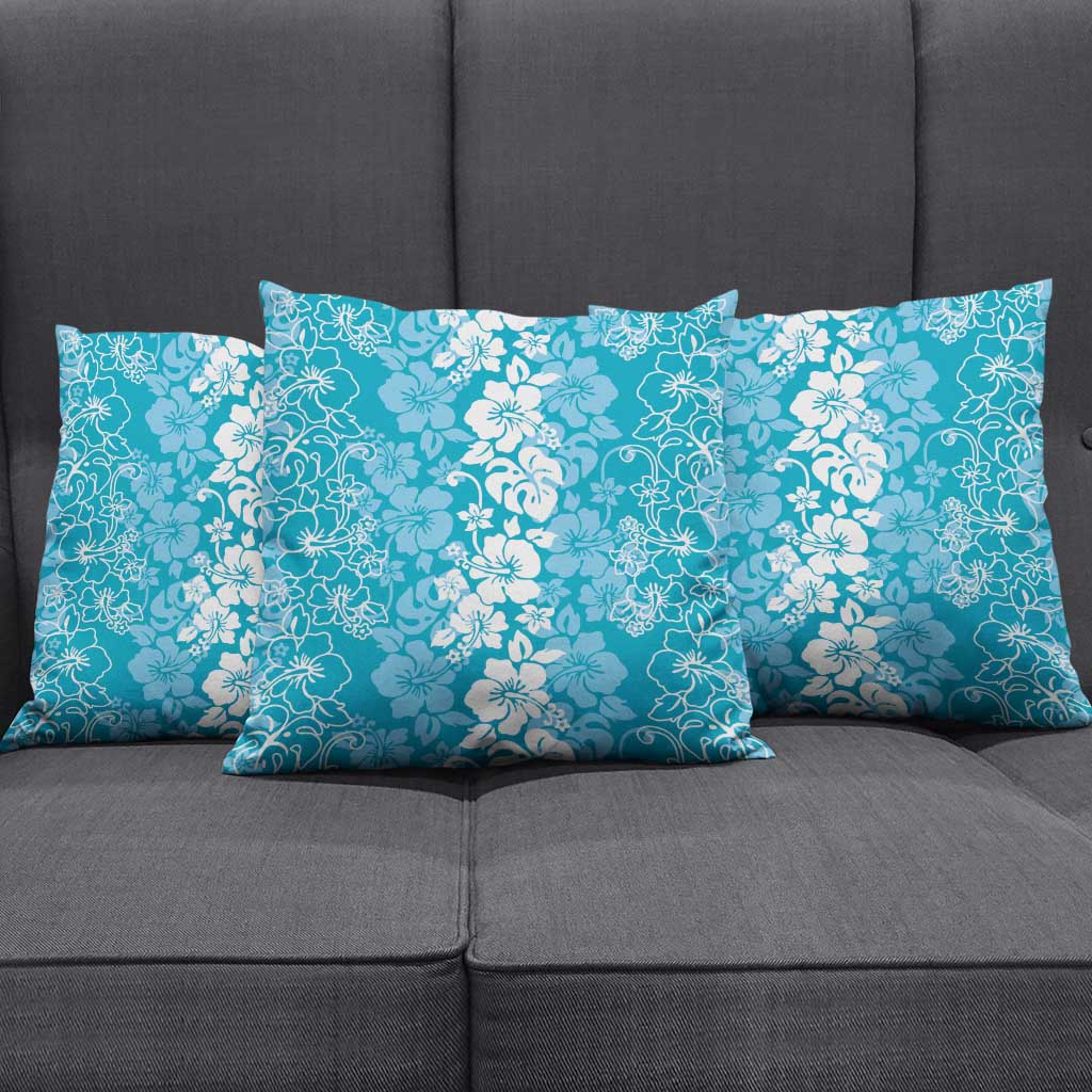 Hawaiian Lei Day Pillow Cover Blue Hibiscus Flowers Lei Art - Polynesian Pride