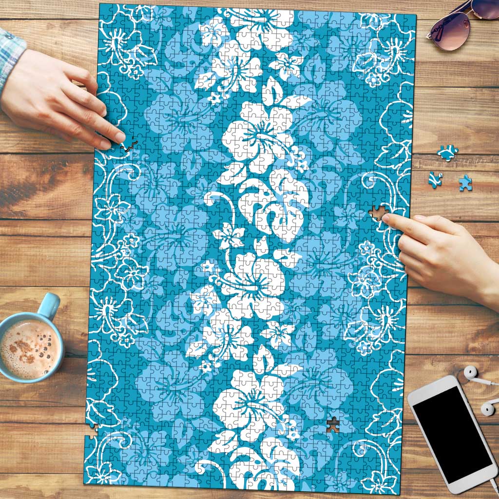 Hawaiian Lei Day Puzzle Blue Hibiscus Flowers Lei Art - Polynesian Pride