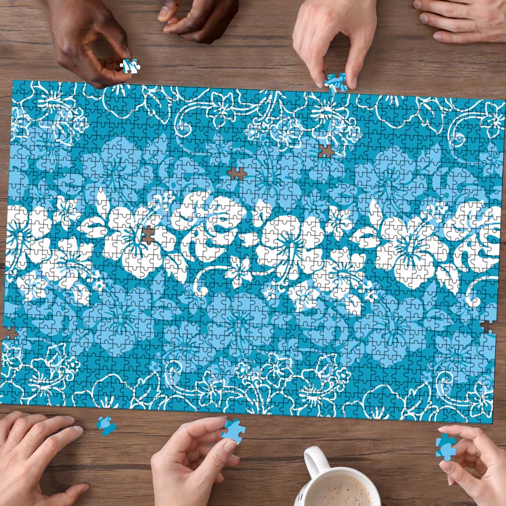 Hawaiian Lei Day Puzzle Blue Hibiscus Flowers Lei Art - Polynesian Pride