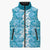 Hawaiian Lei Day Sleeveless Puffer Jacket Blue Hibiscus Flowers Lei Art - Polynesian Pride