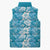 Hawaiian Lei Day Sleeveless Puffer Jacket Blue Hibiscus Flowers Lei Art - Polynesian Pride