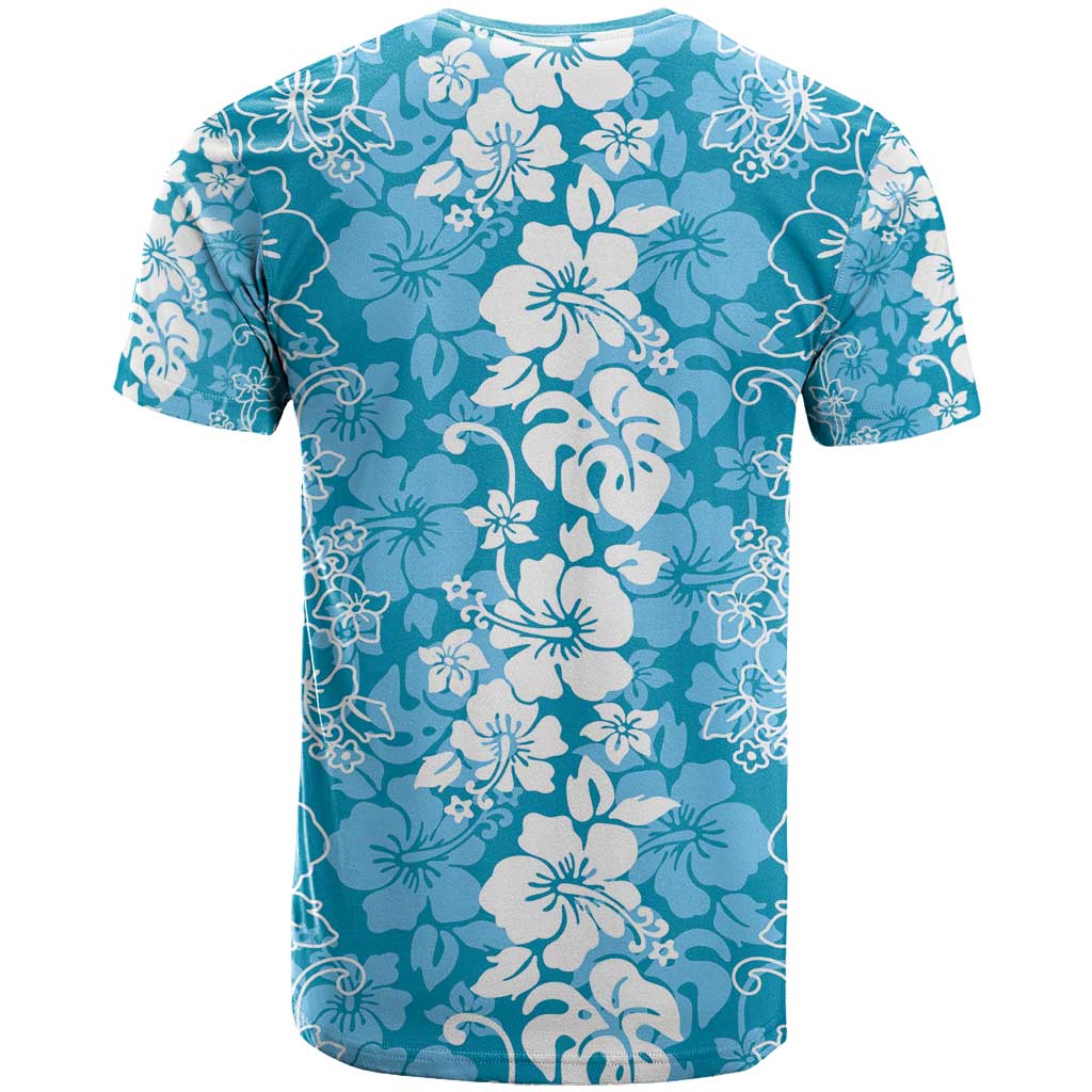 Hawaiian Lei Day T Shirt Blue Hibiscus Flowers Lei Art