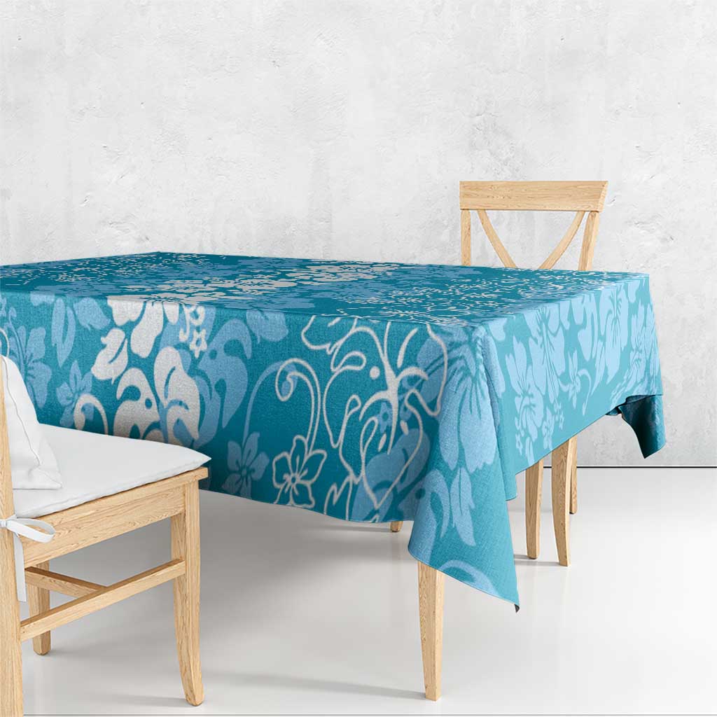 Hawaiian Lei Day Tablecloth Blue Hibiscus Flowers Lei Art