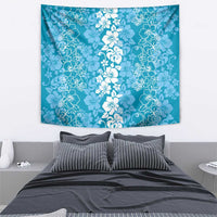 Hawaiian Lei Day Tapestry Blue Hibiscus Flowers Lei Art