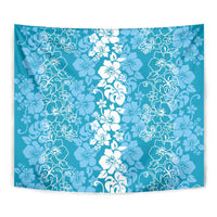 Hawaiian Lei Day Tapestry Blue Hibiscus Flowers Lei Art
