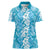 Hawaiian Lei Day Women Polo Shirt Blue Hibiscus Flowers Lei Art