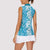 Hawaiian Lei Day Women Sleeveless Polo Shirt Blue Hibiscus Flowers Lei Art