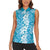 Hawaiian Lei Day Women Sleeveless Polo Shirt Blue Hibiscus Flowers Lei Art