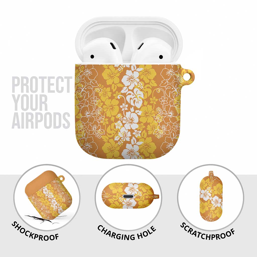 Hawaiian Lei Day AirPods Case Gold Hibiscus Flowers Lei Art - Polynesian Pride