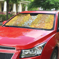 Hawaiian Lei Day Auto Sun Shade Gold Hibiscus Flowers Lei Art - Polynesian Pride