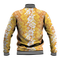 Hawaiian Lei Day Baseball Jacket Gold Hibiscus Flowers Lei Art