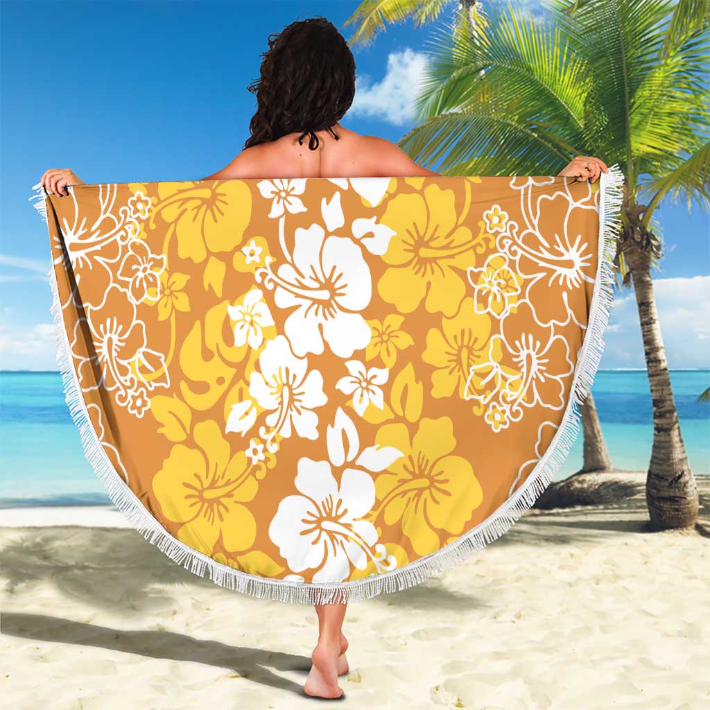 Hawaiian Lei Day Beach Blanket Gold Hibiscus Flowers Lei Art