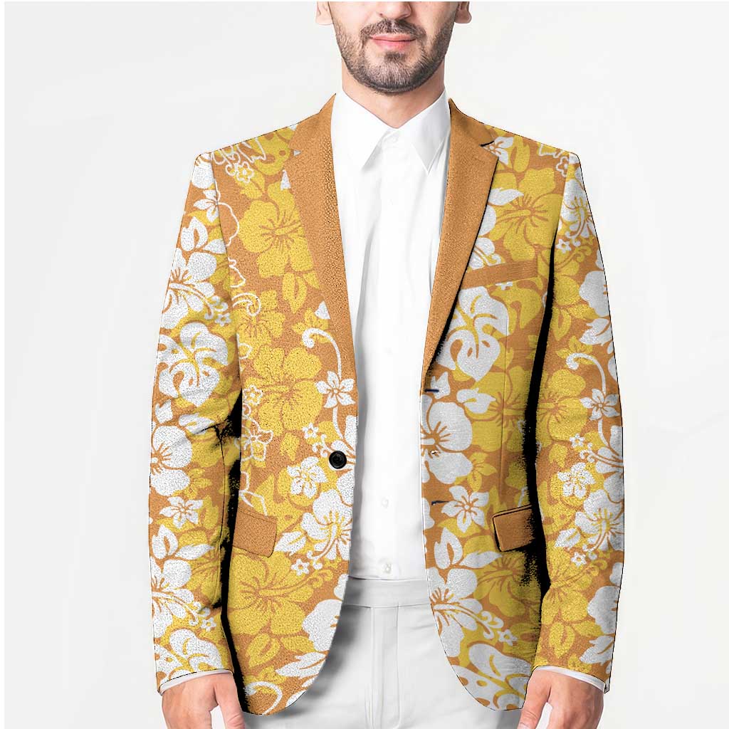 Hawaiian Lei Day Blazer Gold Hibiscus Flowers Lei Art - Polynesian Pride