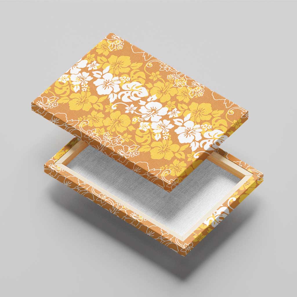 Hawaiian Lei Day Canvas Wall Art Gold Hibiscus Flowers Lei Art