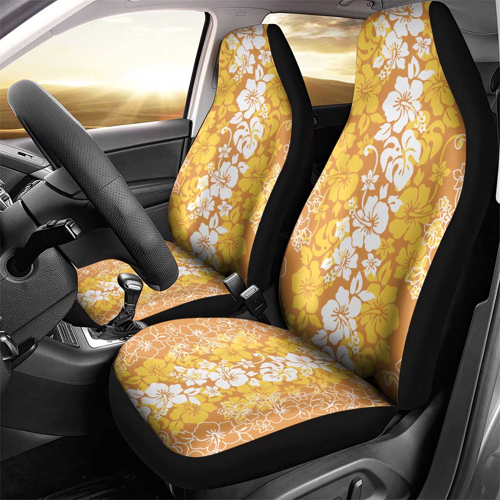 Hawaiian Lei Day Car Seat Cover Gold Hibiscus Flowers Lei Art