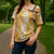 Hawaiian Lei Day Cross Shoulder Shirt Gold Hibiscus Flowers Lei Art - Polynesian Pride