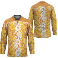 Hawaiian Lei Day Hockey Jersey Gold Hibiscus Flowers Lei Art - Polynesian Pride