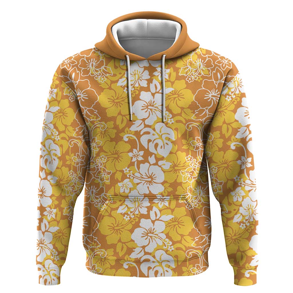 Hawaiian Lei Day Hoodie Gold Hibiscus Flowers Lei Art