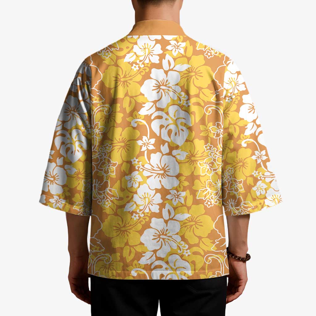 Hawaiian Lei Day Kimono Gold Hibiscus Flowers Lei Art - Polynesian Pride