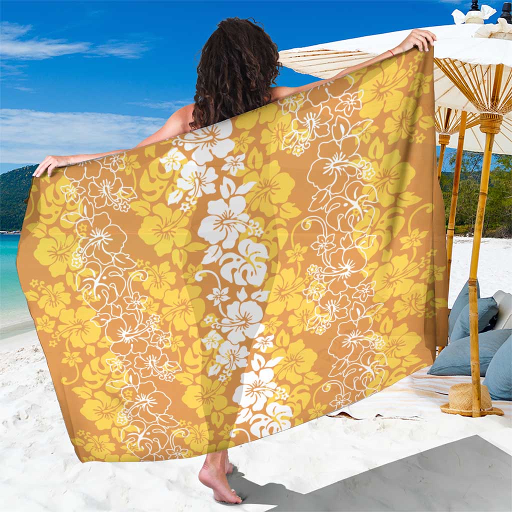 Hawaiian Lei Day Sarong Gold Hibiscus Flowers Lei Art